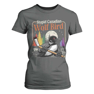 Stupid Canadian Wolf Bird T Shirt For Women Retro Romance Hockey LGBT Book Movie Fans TS10 Dark Heather Print Your Wear