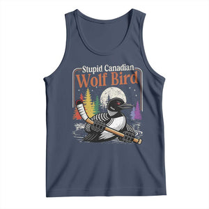 Stupid Canadian Wolf Bird Tank Top Retro Romance Hockey LGBT Book Movie Fans TS10 Navy Print Your Wear