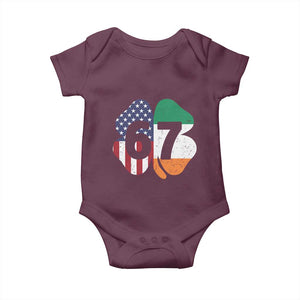 Six Seven 6 7 St Patricks Day Baby Onesie 67 Meme Irish American Ireland Flag Lucky Shamrocks TS10 Maroon Print Your Wear