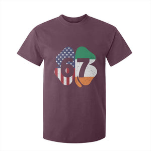 Six Seven 6 7 St Patricks Day T Shirt For Kid 67 Meme Irish American Ireland Flag Lucky Shamrocks TS10 Maroon Print Your Wear