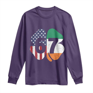 Six Seven 6 7 St Patricks Day Long Sleeve Shirt 67 Meme Irish American Ireland Flag Lucky Shamrocks TS10 Purple Print Your Wear