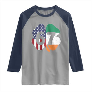 Six Seven 6 7 St Patricks Day Raglan Shirt 67 Meme Irish American Ireland Flag Lucky Shamrocks TS10 Sport Gray Navy Print Your Wear