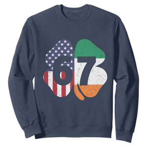 Six Seven 6 7 St Patricks Day Sweatshirt 67 Meme Irish American Ireland Flag Lucky Shamrocks TS10 Navy Print Your Wear