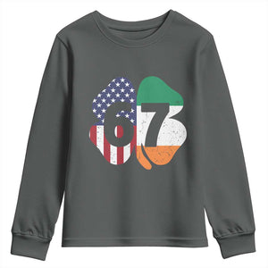 Six Seven 6 7 St Patricks Day Youth Sweatshirt 67 Meme Irish American Ireland Flag Lucky Shamrocks TS10 Dark Heather Print Your Wear