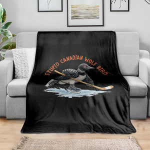 Stupid Canadian Wolf Bird Throw Blanket Funny Romance Hockey Fan LGBTQ+ TS10 Print Your Wear