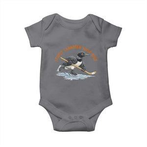 Stupid Canadian Wolf Bird Baby Onesie Funny Romance Hockey Fan LGBTQ+ TS10 Charcoal Print Your Wear