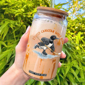 Stupid Canadian Wolf Bird Glass Can Funny Romance Hockey Fan LGBTQ+ TS10 Black Print Your Wear