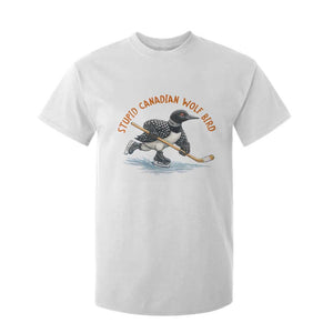 Stupid Canadian Wolf Bird T Shirt For Kid Funny Romance Hockey Fan LGBTQ+ TS10 White Print Your Wear