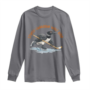 Stupid Canadian Wolf Bird Long Sleeve Shirt Funny Romance Hockey Fan LGBTQ+ TS10 Charcoal Print Your Wear