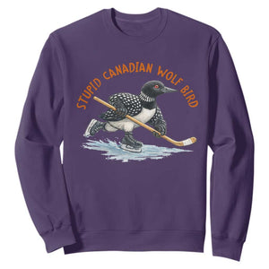 Stupid Canadian Wolf Bird Sweatshirt Funny Romance Hockey Fan LGBTQ+ TS10 Purple Print Your Wear
