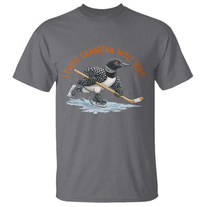 Stupid Canadian Wolf Bird T Shirt Funny Romance Hockey Fan LGBTQ+ TS10 Charcoal Print Your Wear
