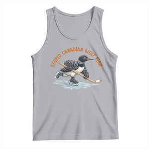Stupid Canadian Wolf Bird Tank Top Funny Romance Hockey Fan LGBTQ+ TS10 Athletic Heather Print Your Wear