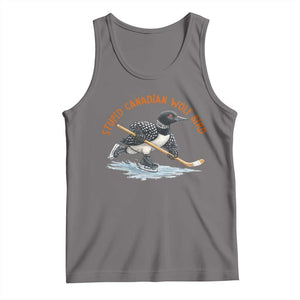 Stupid Canadian Wolf Bird Tank Top Funny Romance Hockey Fan LGBTQ+ TS10 Deep Heather Print Your Wear