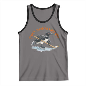 Stupid Canadian Wolf Bird Tank Top Funny Romance Hockey Fan LGBTQ+ TS10 Deep Heather Black Print Your Wear
