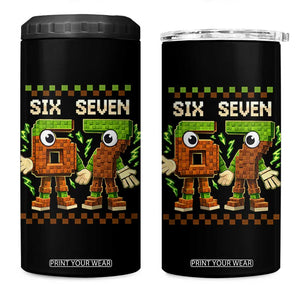Six Seven Brainrot Italian Funny 67 4 in 1 Can Cooler Tumbler Checkered Kids Gaming Meme TS10 One Size: 16 oz Black Print Your Wear