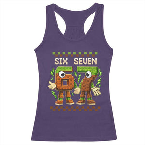 Six Seven Brainrot Italian Funny 67 Racerback Tank Top Checkered Kids Gaming Meme TS10 Purple Print Your Wear