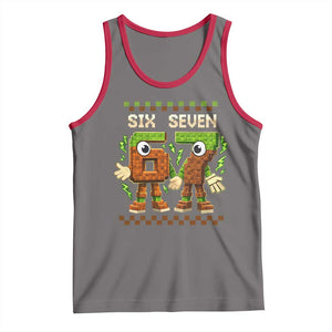 Six Seven Brainrot Italian Funny 67 Tank Top Checkered Kids Gaming Meme TS10 Deep Heather Red Print Your Wear