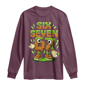 Six Seven Brainrot Italian Funny 67 Kids Gaming Meme Long Sleeve Shirt TS10 Maroon Print Your Wear