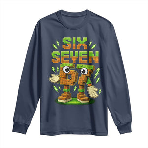 Six Seven Brainrot Italian Funny 67 Kids Gaming Meme Long Sleeve Shirt TS10 Navy Print Your Wear