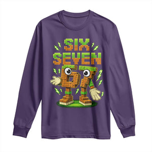 Six Seven Brainrot Italian Funny 67 Kids Gaming Meme Long Sleeve Shirt TS10 Purple Print Your Wear
