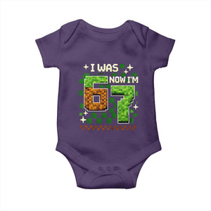 I Was 6 Now Im 7 Baby Onesie Funny Six Seven 7th Birthday 67 Gaming Meme TS10 Purple Print Your Wear