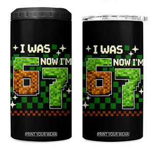 I Was 6 Now Im 7 4 in 1 Can Cooler Tumbler Funny Six Seven 7th Birthday 67 Gaming Meme TS10 One Size: 16 oz Black Print Your Wear