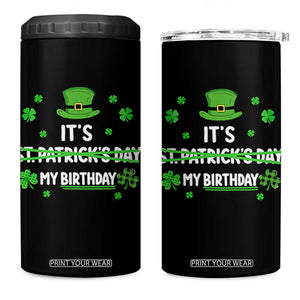 Funny Birthday St Patricks Day 4 in 1 Can Cooler Tumbler Funny Shamrock Born Lucky Irish Bday TS10 One Size: 16 oz Black Print Your Wear