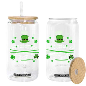 Funny Birthday St Patricks Day Glass Can Funny Shamrock Born Lucky Irish Bday TS10 Print Your Wear