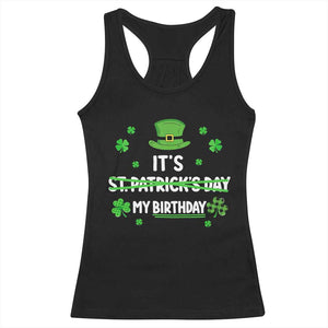 Funny Birthday St Patricks Day Racerback Tank Top Funny Shamrock Born Lucky Irish Bday TS10 Black Print Your Wear
