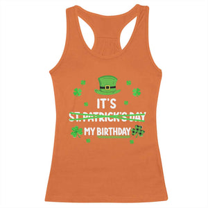 Funny Birthday St Patricks Day Racerback Tank Top Funny Shamrock Born Lucky Irish Bday TS10 Orange Print Your Wear