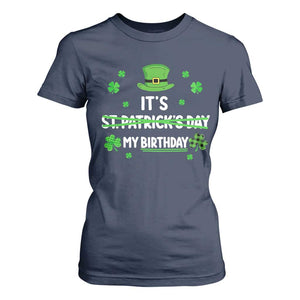 Funny Birthday St Patricks Day T Shirt For Women Funny Shamrock Born Lucky Irish Bday TS10 Navy Print Your Wear