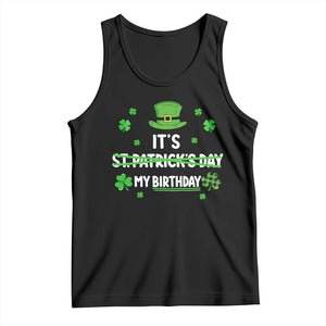 Funny Birthday St Patricks Day Tank Top Funny Shamrock Born Lucky Irish Bday TS10 Black Print Your Wear