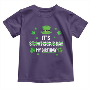 Funny Birthday St Patricks Day Toddler T Shirt Funny Shamrock Born Lucky Irish Bday TS10 Purple Print Your Wear