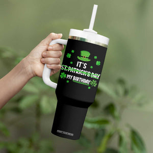 Funny Birthday St Patricks Day Tumbler With Handle Funny Shamrock Born Lucky Irish Bday TS10 Print Your Wear