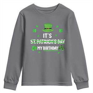 Funny Birthday St Patricks Day Youth Sweatshirt Funny Shamrock Born Lucky Irish Bday TS10 Charcoal Print Your Wear