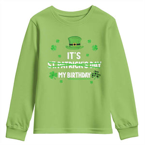 Funny Birthday St Patricks Day Youth Sweatshirt Funny Shamrock Born Lucky Irish Bday TS10 Lime Print Your Wear