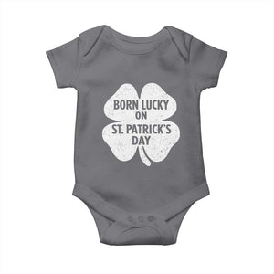 Born Lucky On St Patricks Day Baby Onesie Irish Birthday Bday Shamrock Clovers TS10 Charcoal Print Your Wear