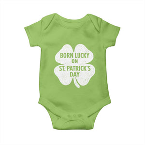 Born Lucky On St Patricks Day Baby Onesie Irish Birthday Bday Shamrock Clovers TS10 Lime Print Your Wear