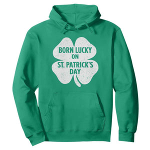 Born Lucky On St Patricks Day Hoodie Irish Birthday Bday Shamrock Clovers TS10 Irish Green Print Your Wear