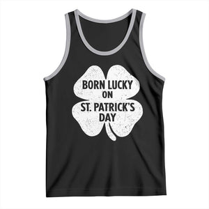Born Lucky On St Patricks Day Tank Top Irish Birthday Bday Shamrock Clovers TS10 Black Athletic Heather Print Your Wear