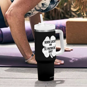 Born Lucky On St Patricks Day Tumbler With Handle Irish Birthday Bday Shamrock Clovers TS10 Print Your Wear