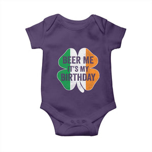 Funny Birthday St Patricks Day Baby Onesie Beer Me Its My Birthday Ireland Irish Shamrock TS10 Purple Print Your Wear
