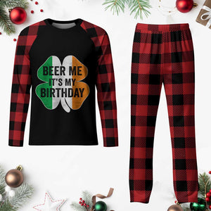 Funny Birthday St Patricks Day Plaid Pajama Set Beer Me Its My Birthday Ireland Irish Shamrock TS10 Buffalo Plaid Print Your Wear