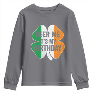 Funny Birthday St Patricks Day Youth Sweatshirt Beer Me Its My Birthday Ireland Irish Shamrock TS10 Charcoal Print Your Wear
