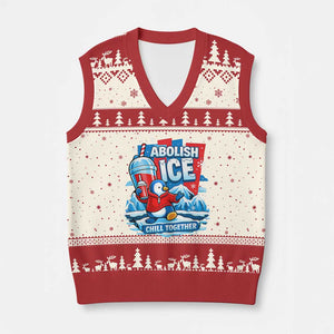 Abolish Ice V-Neck Knit Sweater Vest Subtle FDT Penguin Slush Drink Funny Summer Chill Mode TS10 Beige Red Print Your Wear