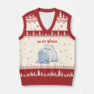 Abolish Ice Protest V-Neck Knit Sweater Vest Subtle FDT Cat Meme No Ice Please TS10 Beige Red Print Your Wear