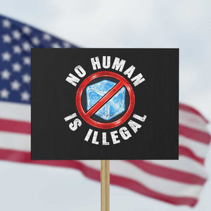 Abolish Ice No Human is Illegal Protest Sign Retro Protest Subtle FDT TS10 Horizontal 18" × 24" Black Print Your Wear