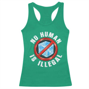 Abolish Ice No Human is Illegal Racerback Tank Top Retro Protest Subtle FDT TS10 Irish Green Print Your Wear