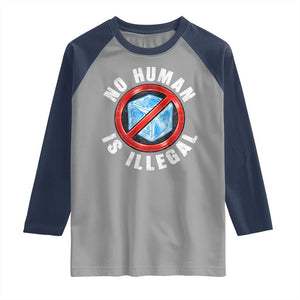 Abolish Ice No Human is Illegal Raglan Shirt Retro Protest Subtle FDT TS10 Sport Gray Navy Print Your Wear