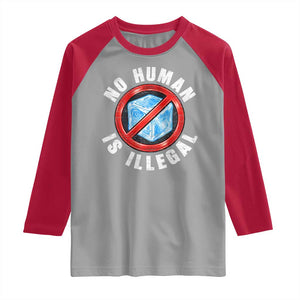 Abolish Ice No Human is Illegal Raglan Shirt Retro Protest Subtle FDT TS10 Sport Gray Red Print Your Wear
